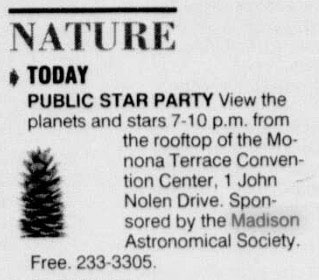 newspaper clipping about the first Moon Over Monona event