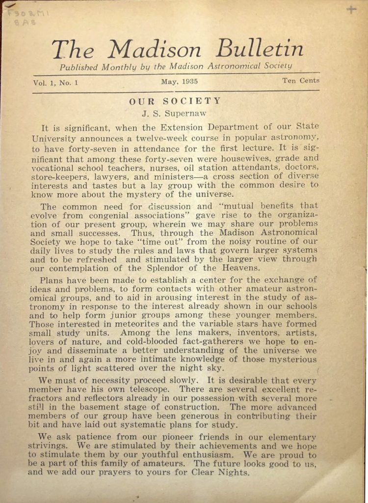Cover image of the 1935 Madison Bulletin